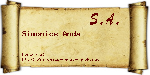 Simonics Anda névjegykártya